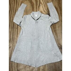 club monaco cashmere Cardigan Ribbed Sweater Women S Gray Knit Open @ G44